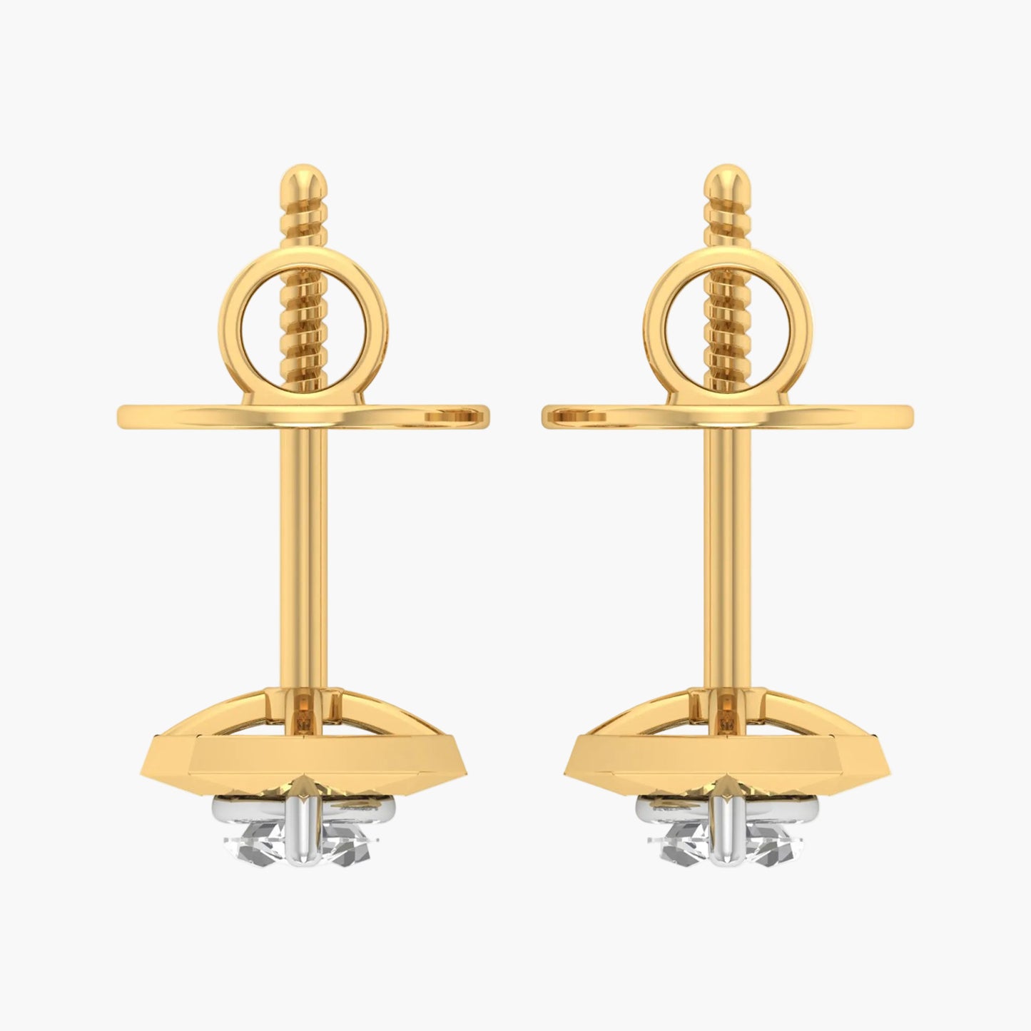 Gold earrings with a white background