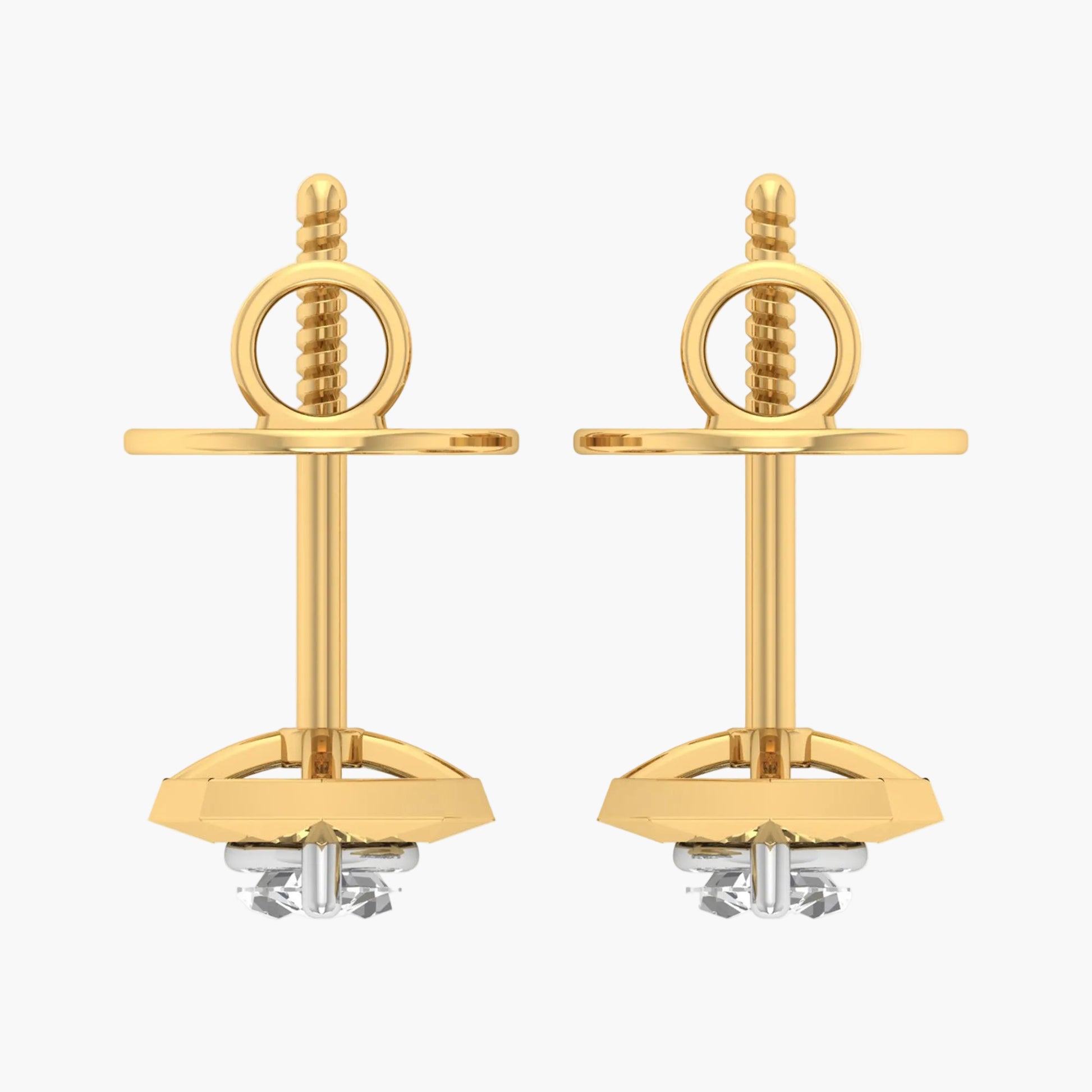 Gold earrings with a white background