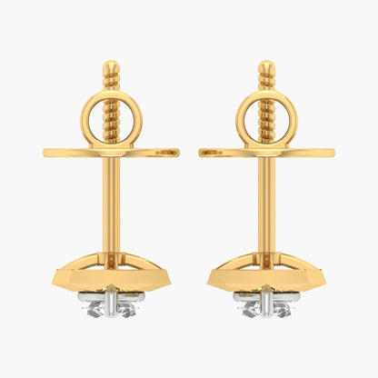 Gold earrings with a white background