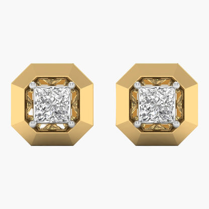 Princess-Cut Diamond Octagonal Stud Earrings