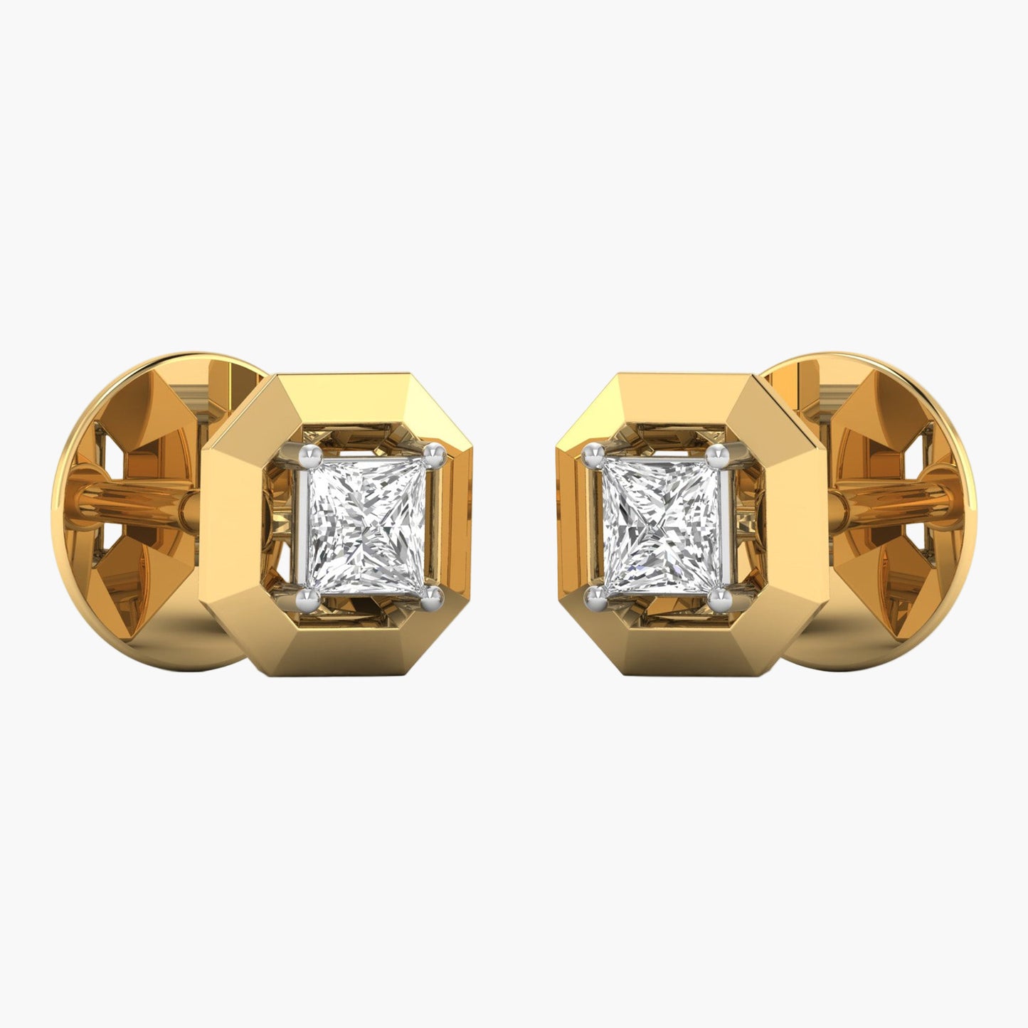 Princess-Cut Diamond Octagonal Stud Earrings