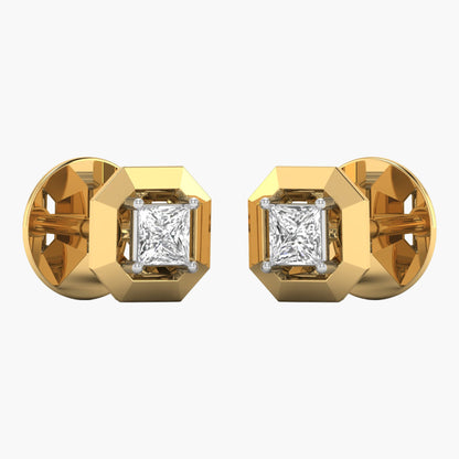Princess-Cut Diamond Octagonal Stud Earrings