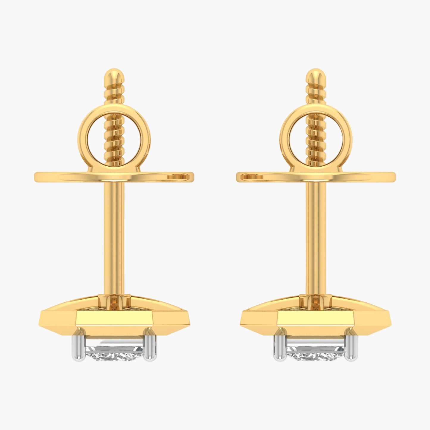 Princess-Cut Diamond Octagonal Stud Earrings