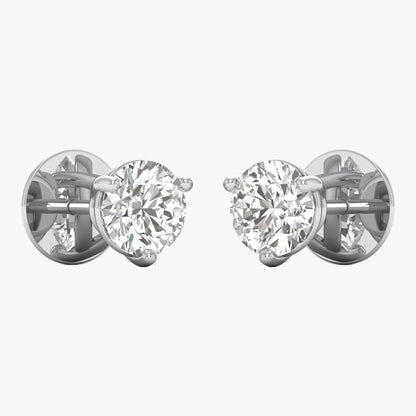 Pair of diamond stud earrings on a white background