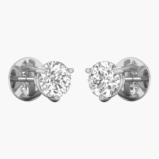Pair of diamond stud earrings on a white background