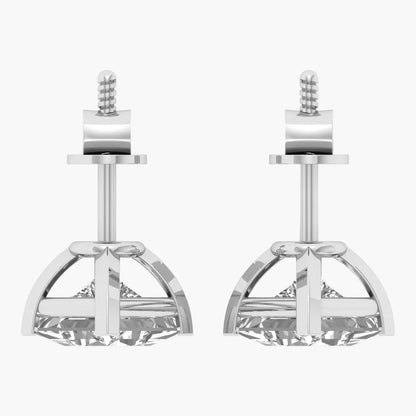 Pair of silver earrings on a white background