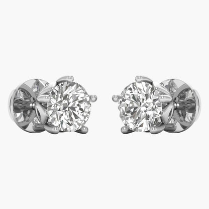 Pair of diamond stud earrings on a white background