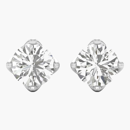 Pair of diamond stud earrings on a white background
