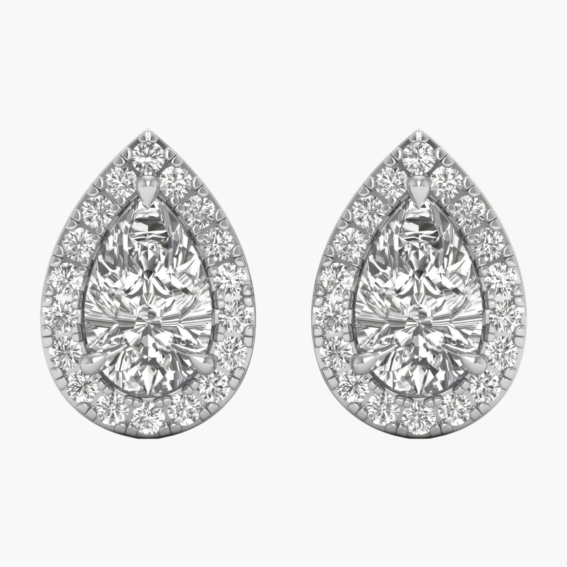 Pair of diamond earrings on a white background