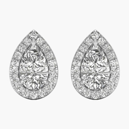 Pair of diamond earrings on a white background