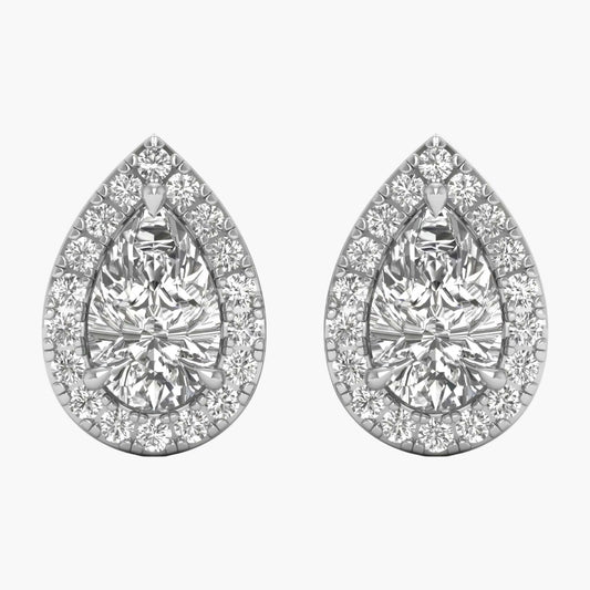 Pair of diamond earrings on a white background