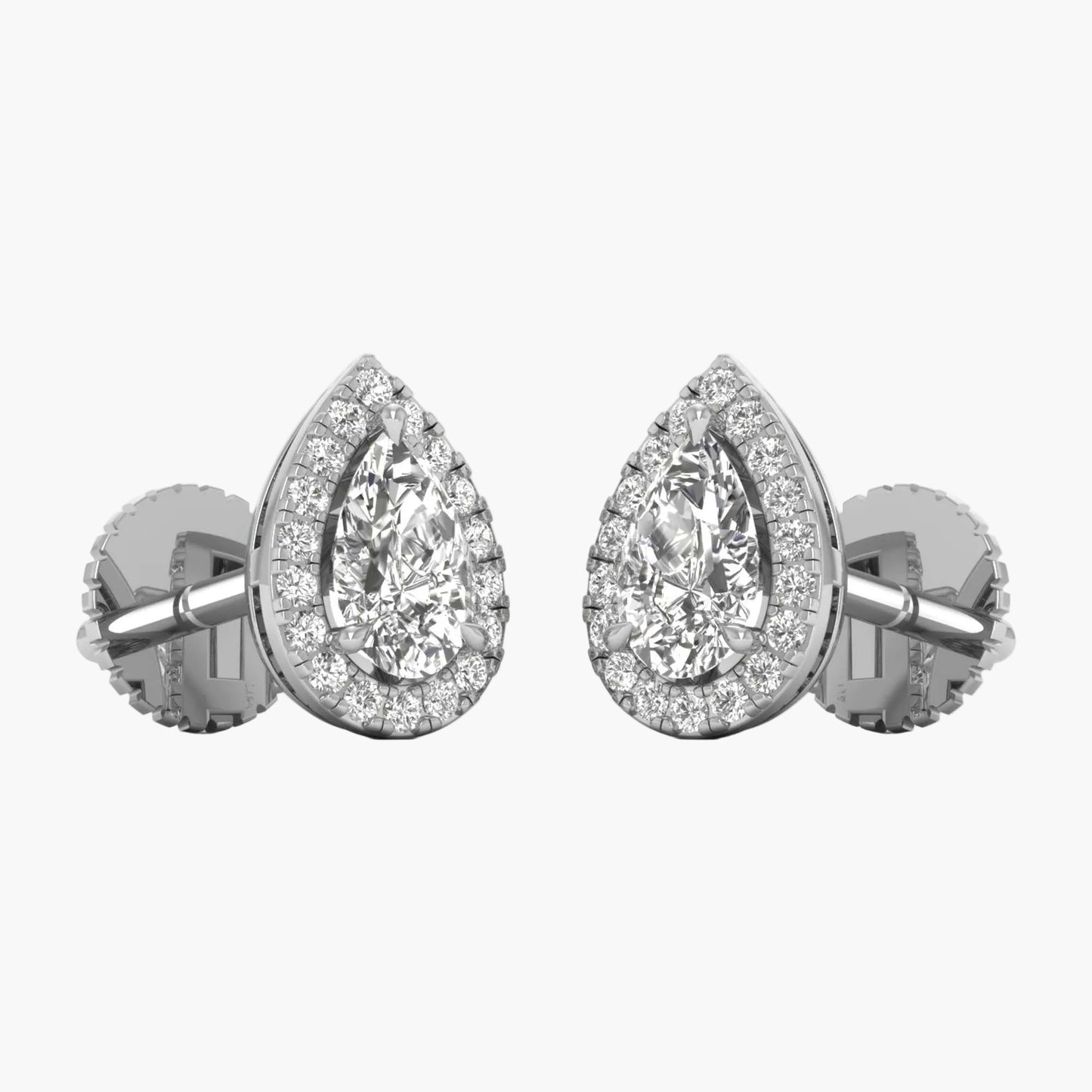 Pair of diamond earrings on a white background