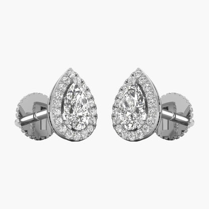 Pair of diamond earrings on a white background