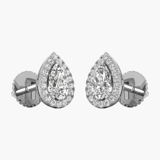 Pair of diamond earrings on a white background