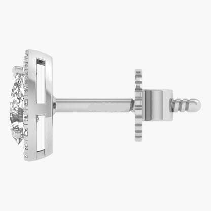 Silver earring with 'Green Lab' branding on a white background