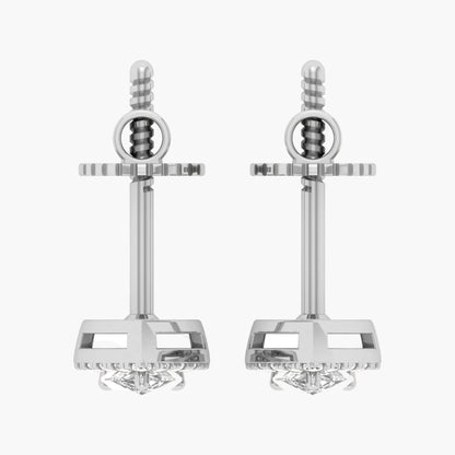 Pair of silver sword-shaped earrings on a white background with 'Green Lab' branding.