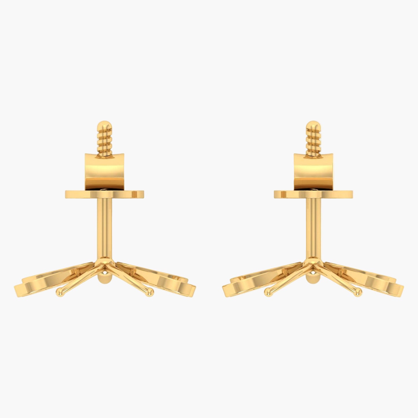 Pair of gold earrings on a white background