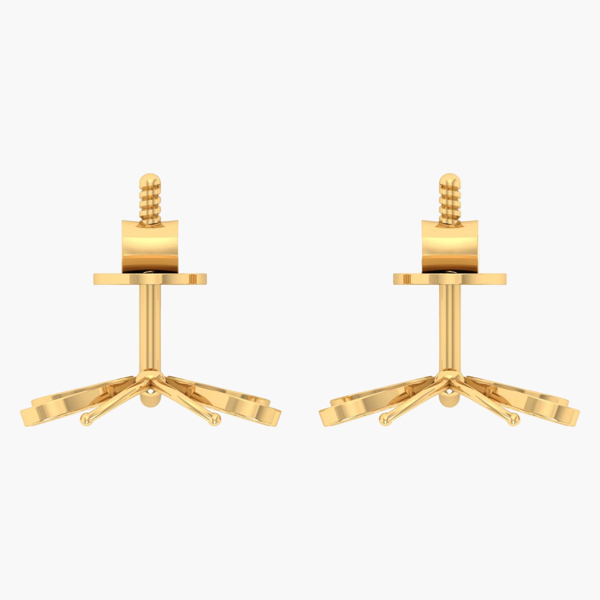 Pair of gold earrings on a white background