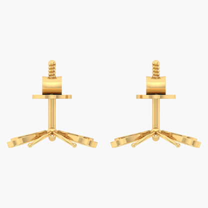Pair of gold earrings on a white background