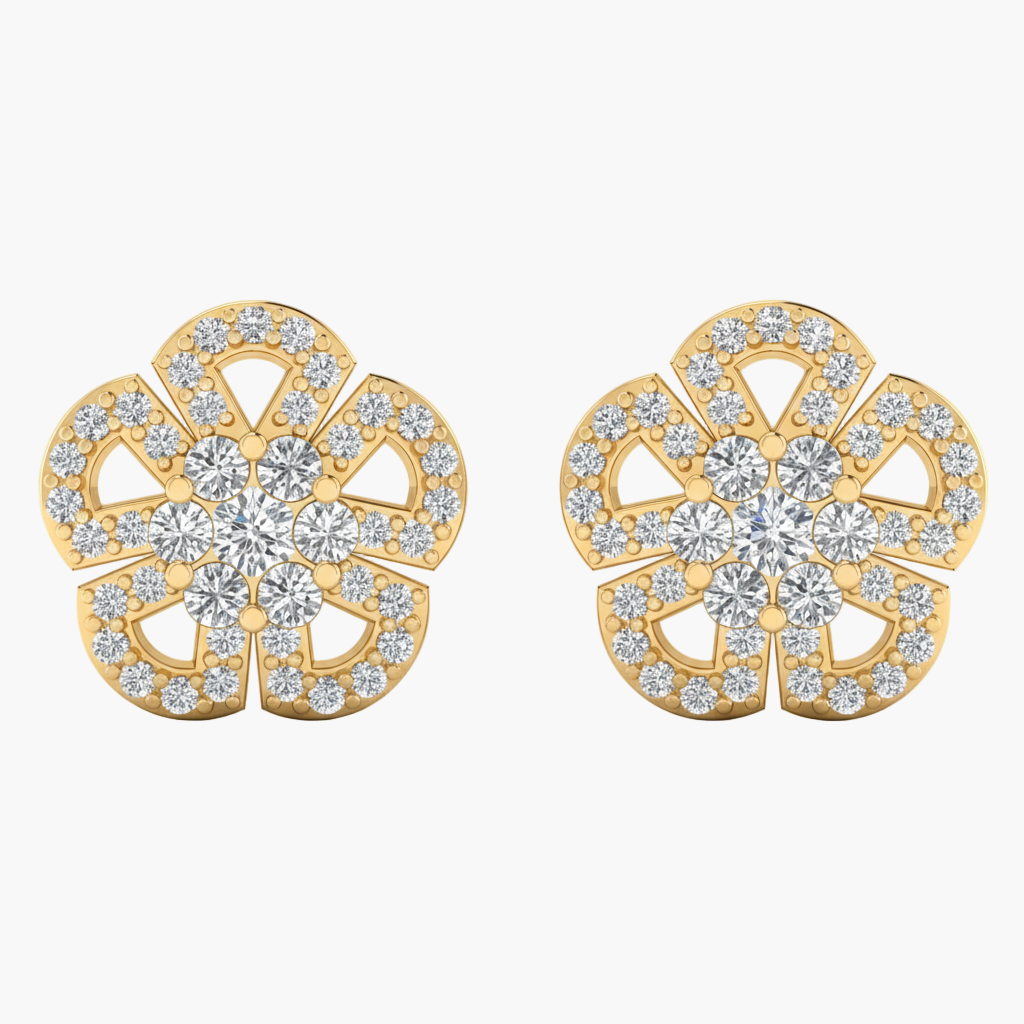 Openwork Flower Cluster Diamond Earrings