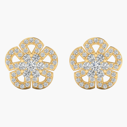 Openwork Flower Cluster Diamond Earrings