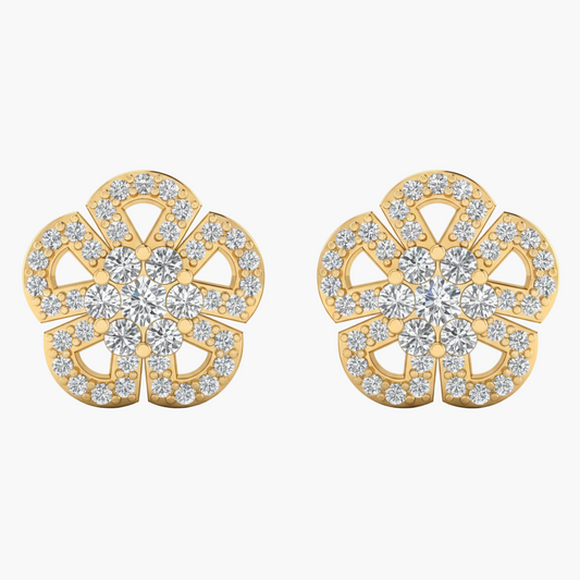 Openwork Flower Cluster Diamond Earrings