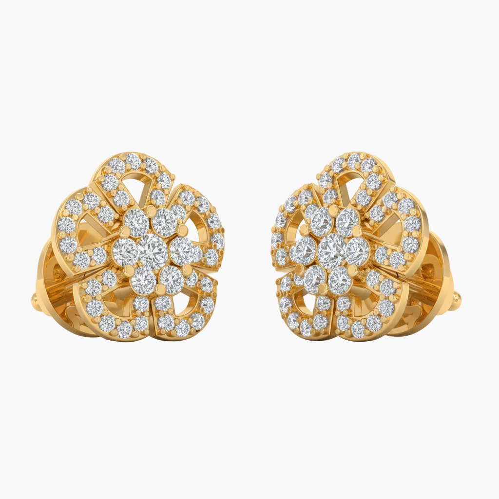 Openwork Flower Cluster Diamond Earrings