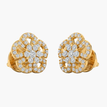 Openwork Flower Cluster Diamond Earrings