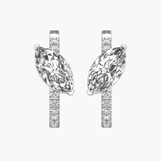 Pair of diamond earrings on a white background