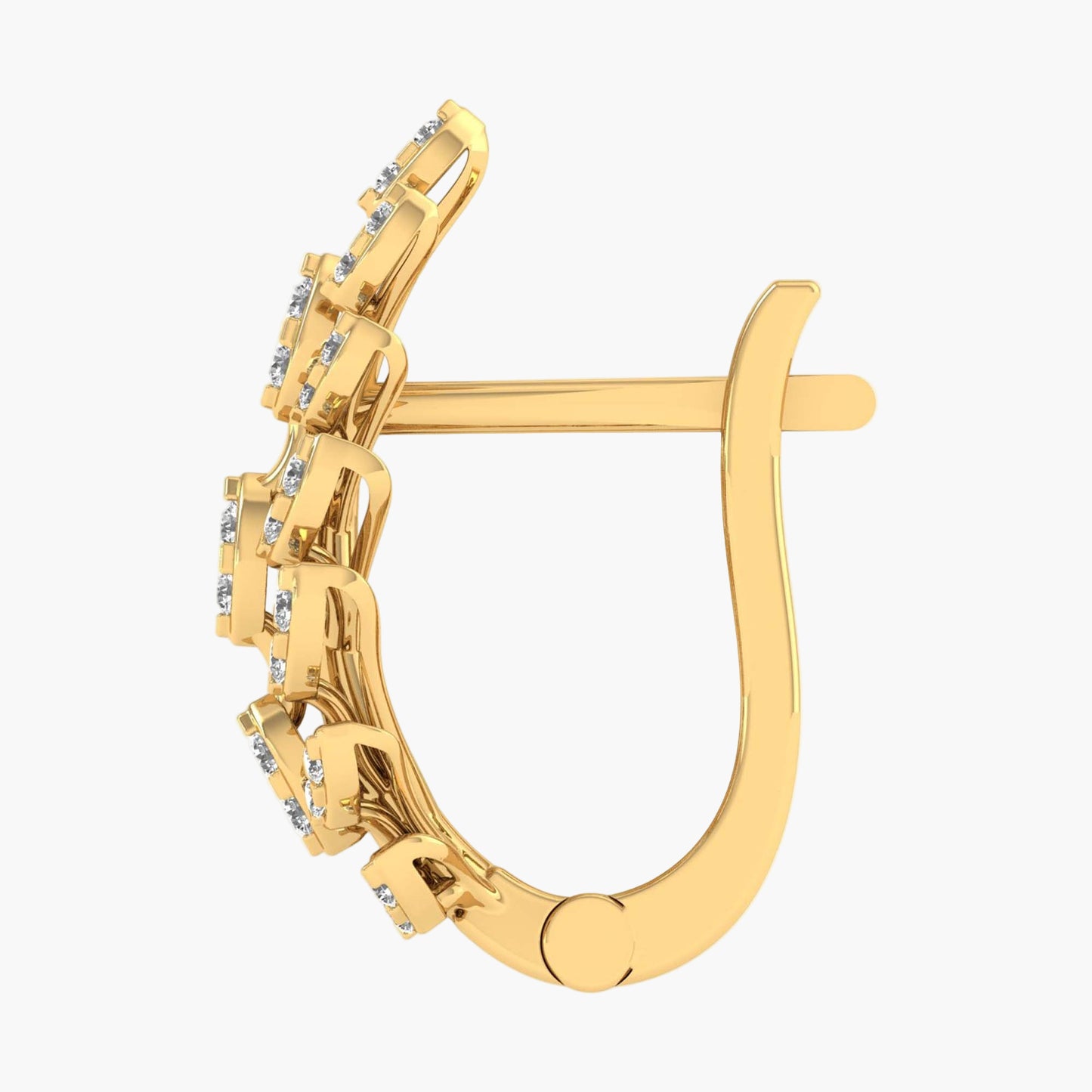 Botanical Diamond Leaf Cluster Hoop Earrings