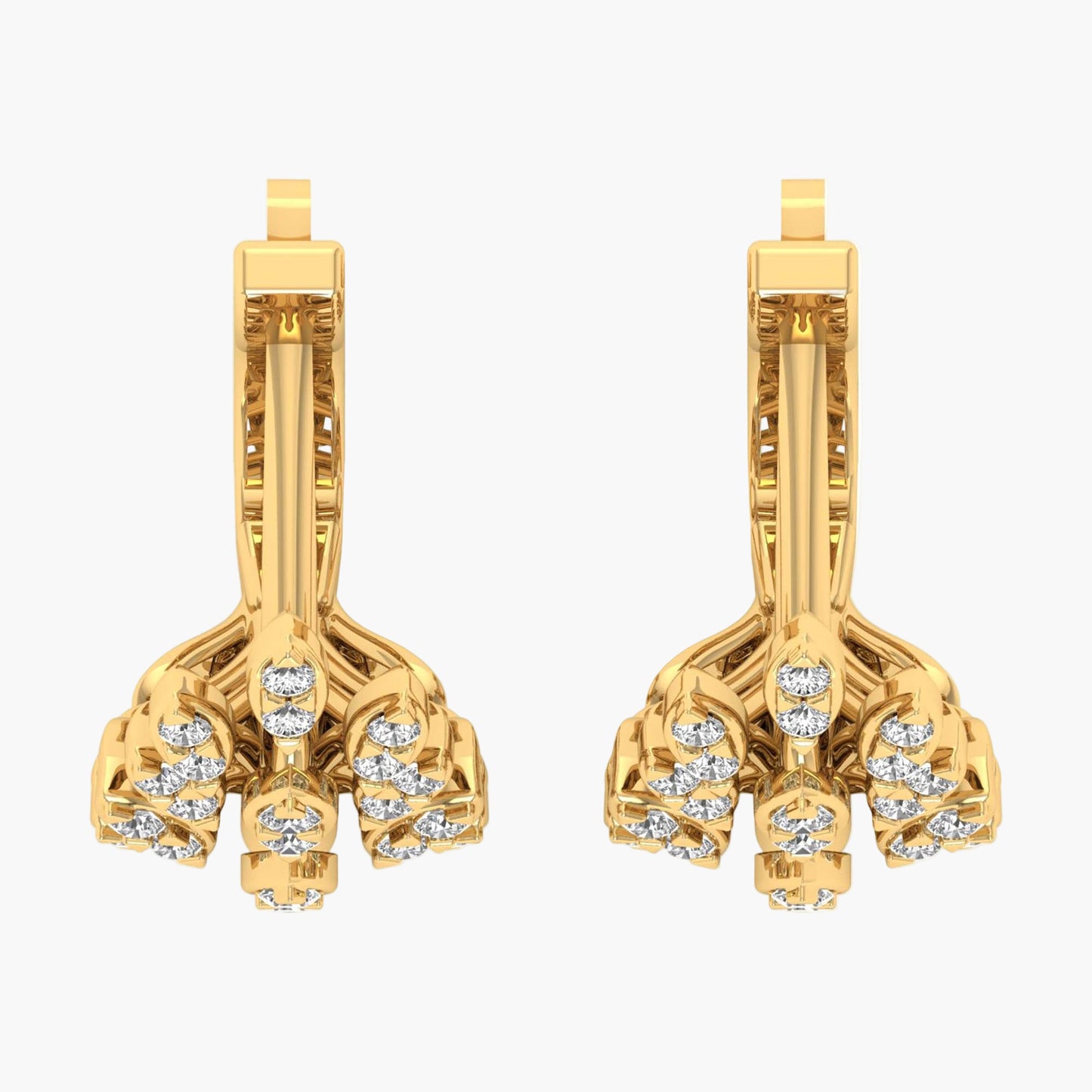Botanical Diamond Leaf Cluster Hoop Earrings