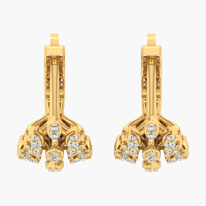 Botanical Diamond Leaf Cluster Hoop Earrings