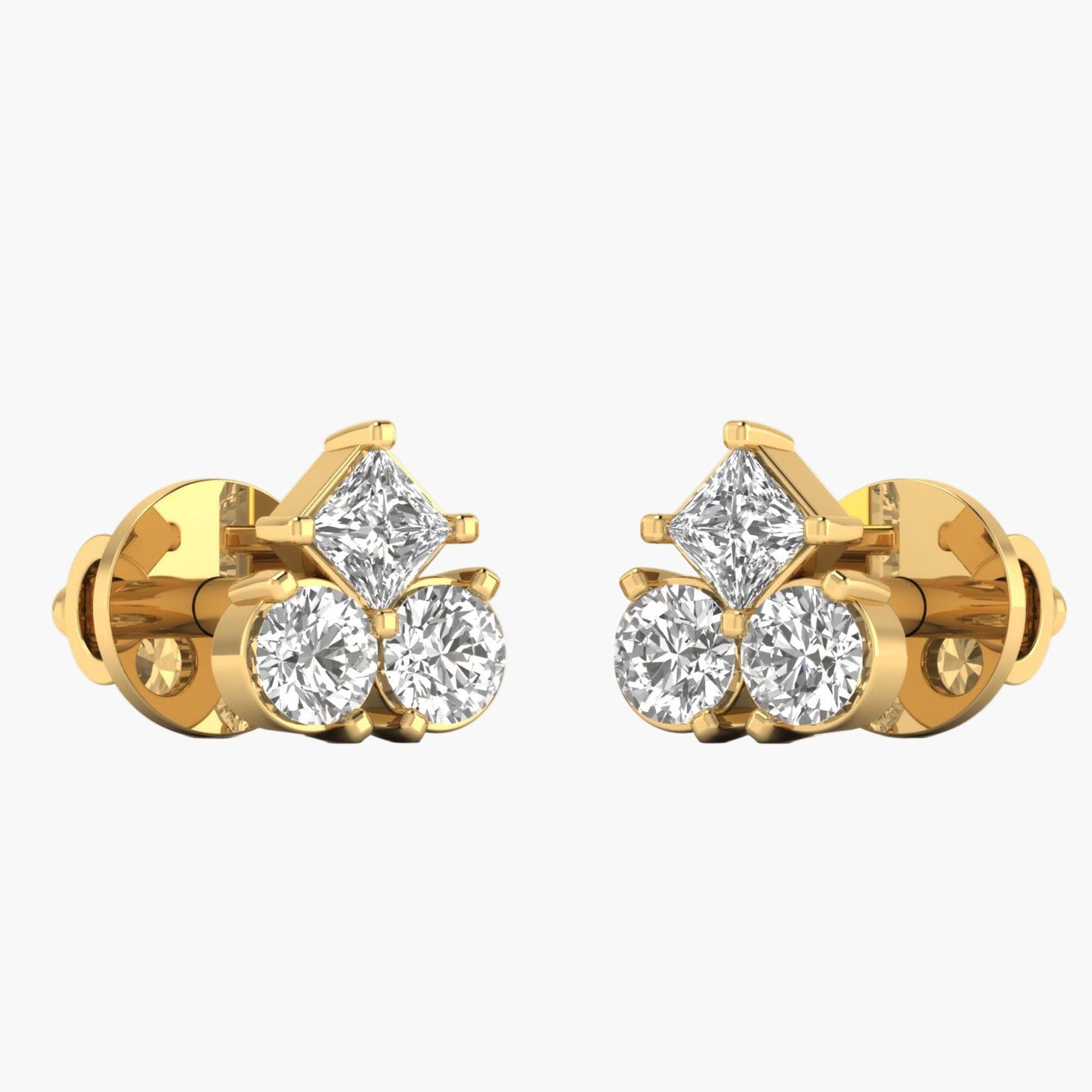 Trinity Pyramid Cluster Stud Diamond Earring