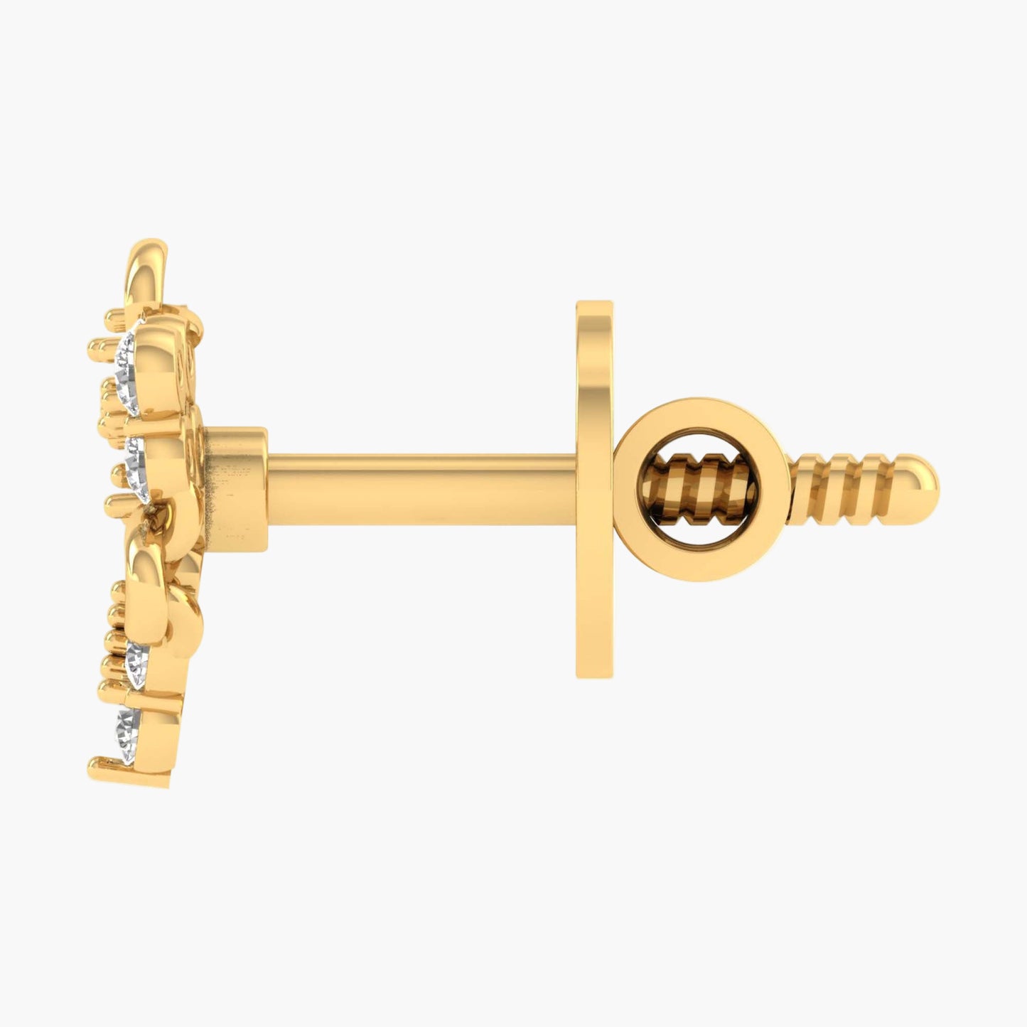 Gold earring on a white background