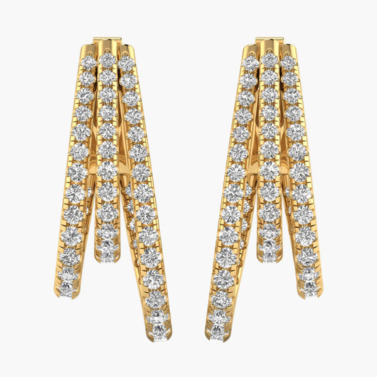 Multi Layered Hoops Diamond Earrings