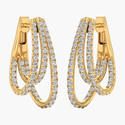 Multi Layered Hoops Diamond Earrings
