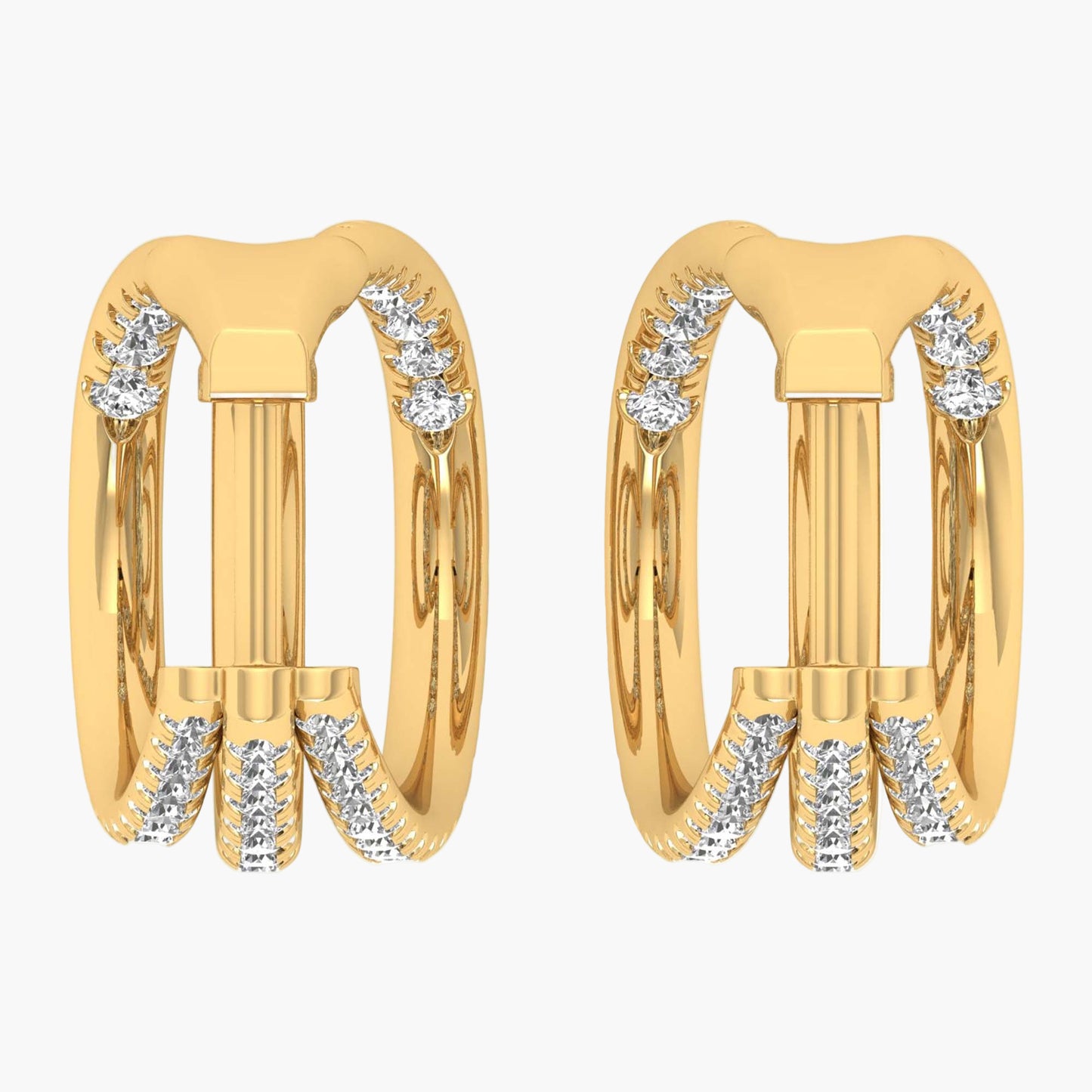 Multi Layered Hoops Diamond Earrings