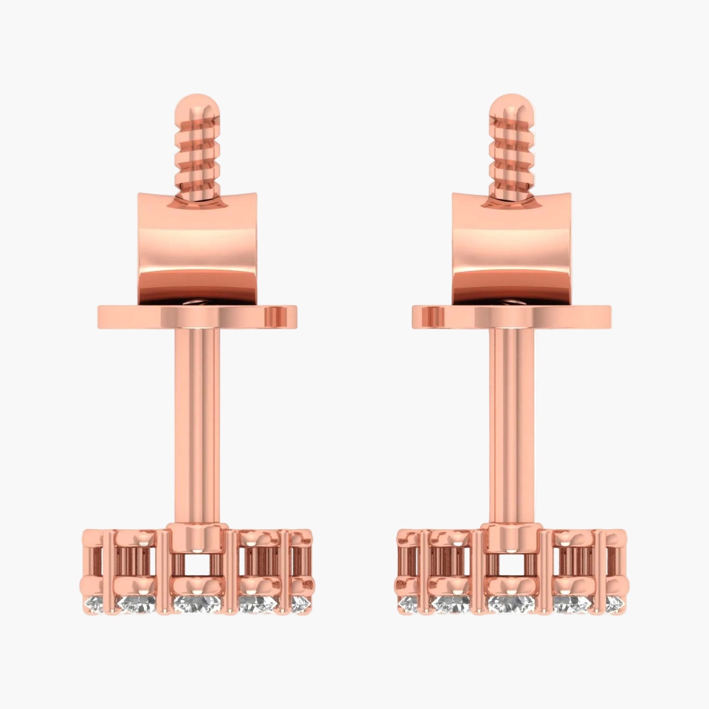 Rose gold earring set with 'Green Lab' branding on a white background