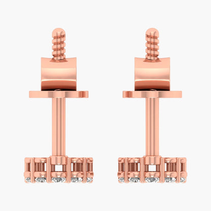 Rose gold earring set with 'Green Lab' branding on a white background