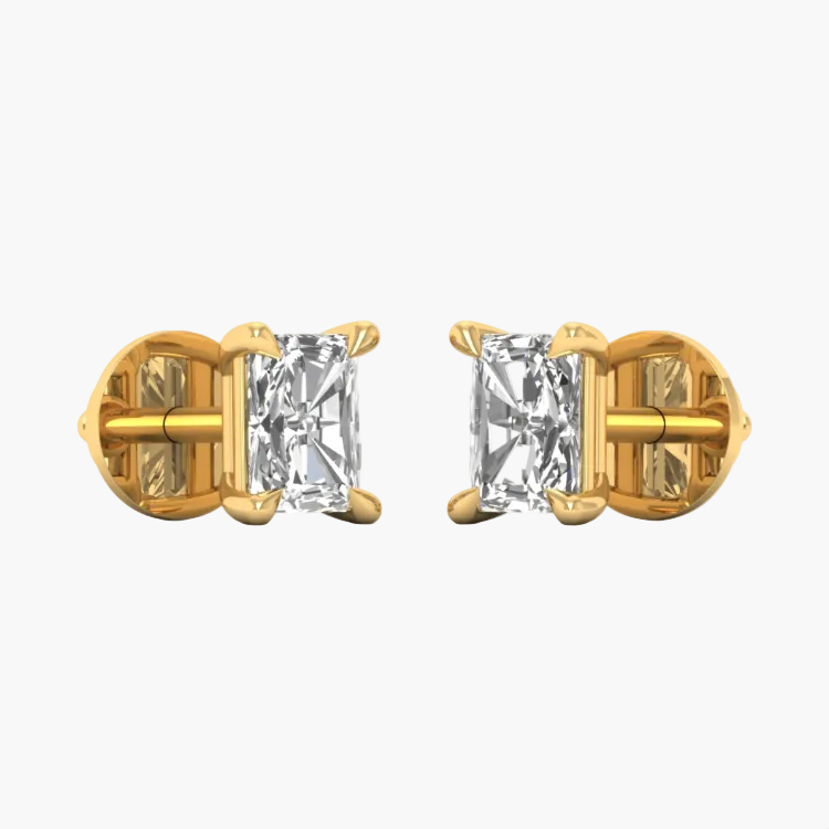 Minimalist Rectangle Cut Diamond Earrings
