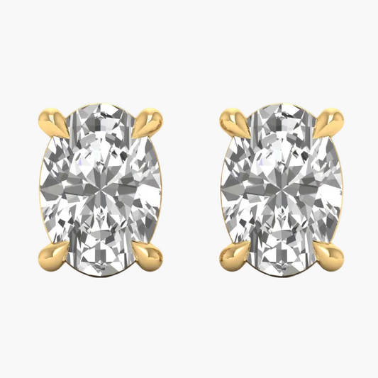 Classic Oval-Cut Diamond Solitaire Earrings