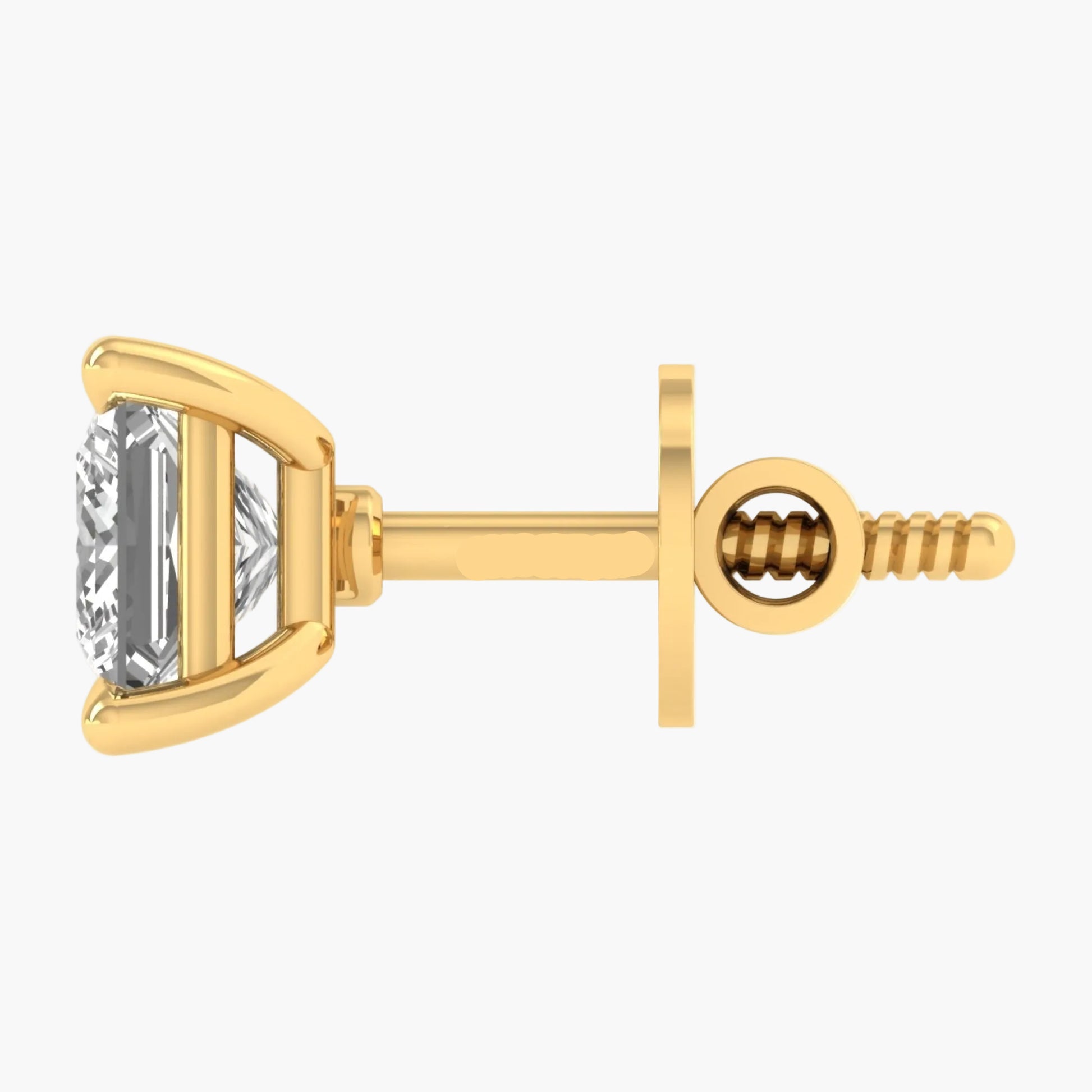 Gold earring with a clear gemstone on a white background, branded 'Green Lab'.