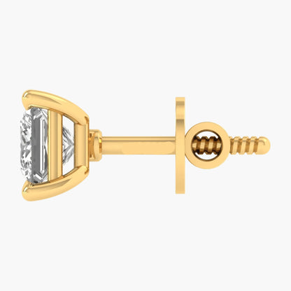 Gold earring with a clear gemstone on a white background, branded 'Green Lab'.