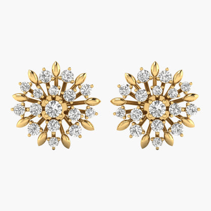 Gold and diamond earrings on a white background
