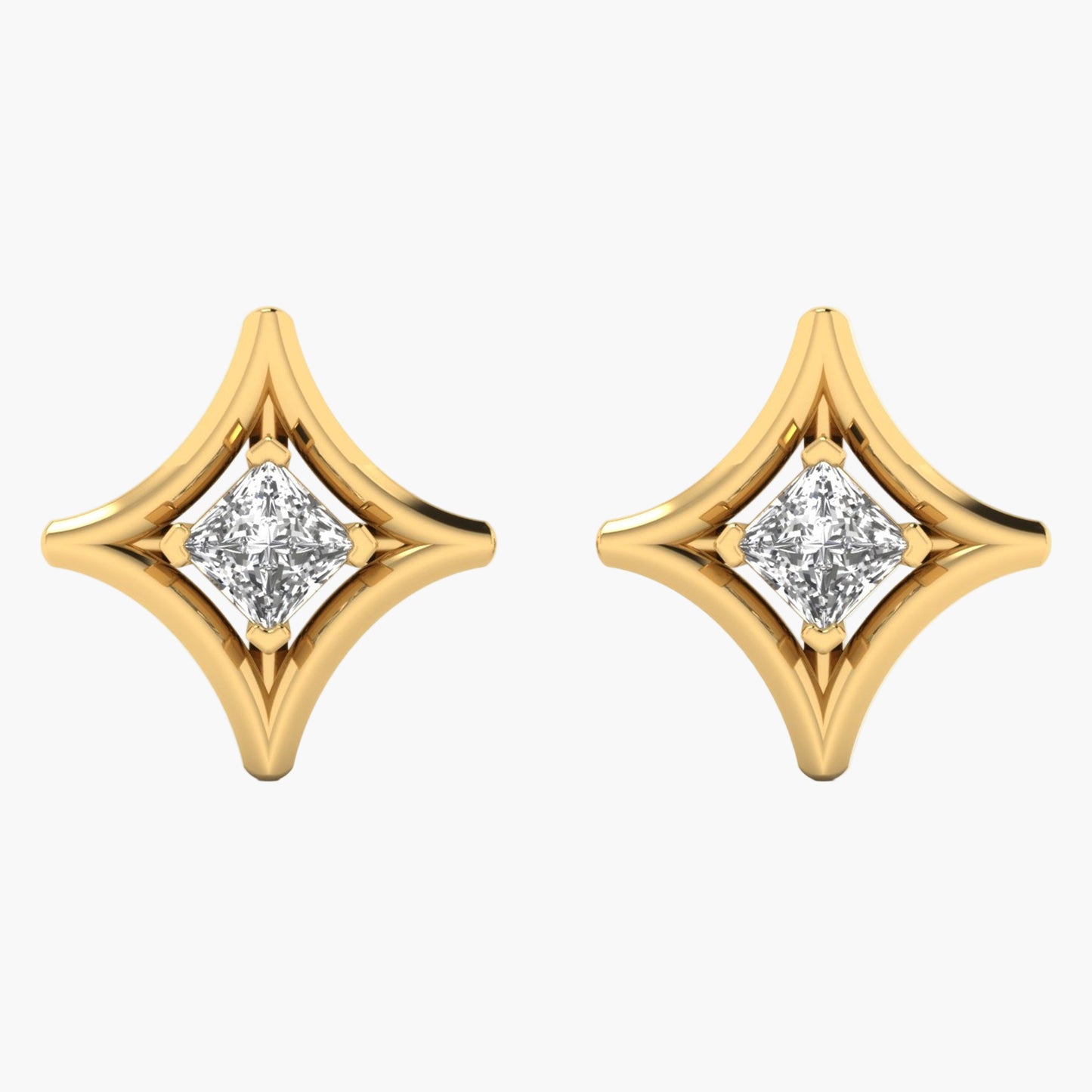 Star Frame Princess Diamond Earrings
