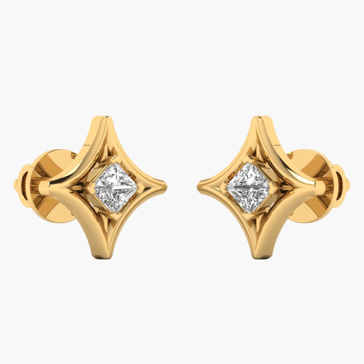 Star Frame Princess Diamond Earrings