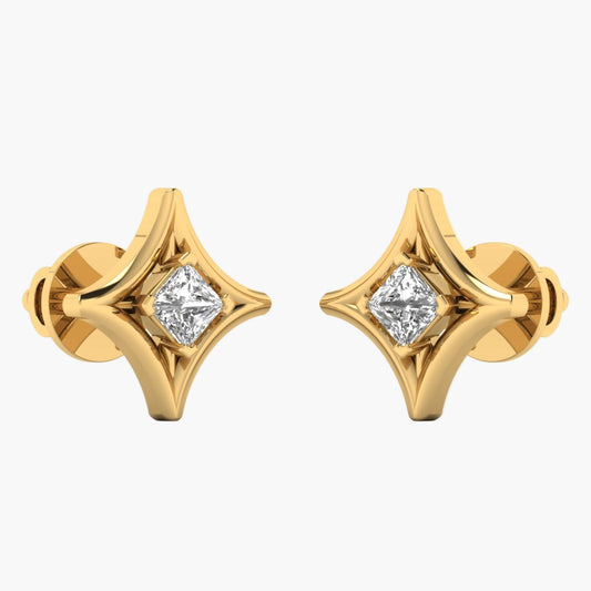 Star Frame Princess Diamond Earrings