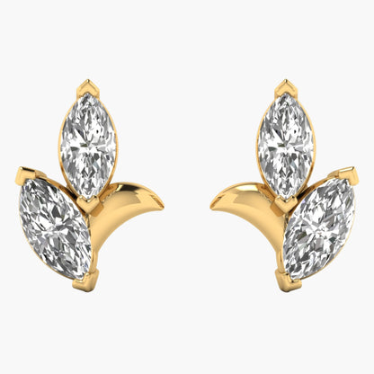 Half Flower Diamond Earrings
