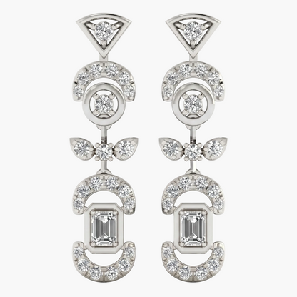 Pair of diamond earrings on a white background