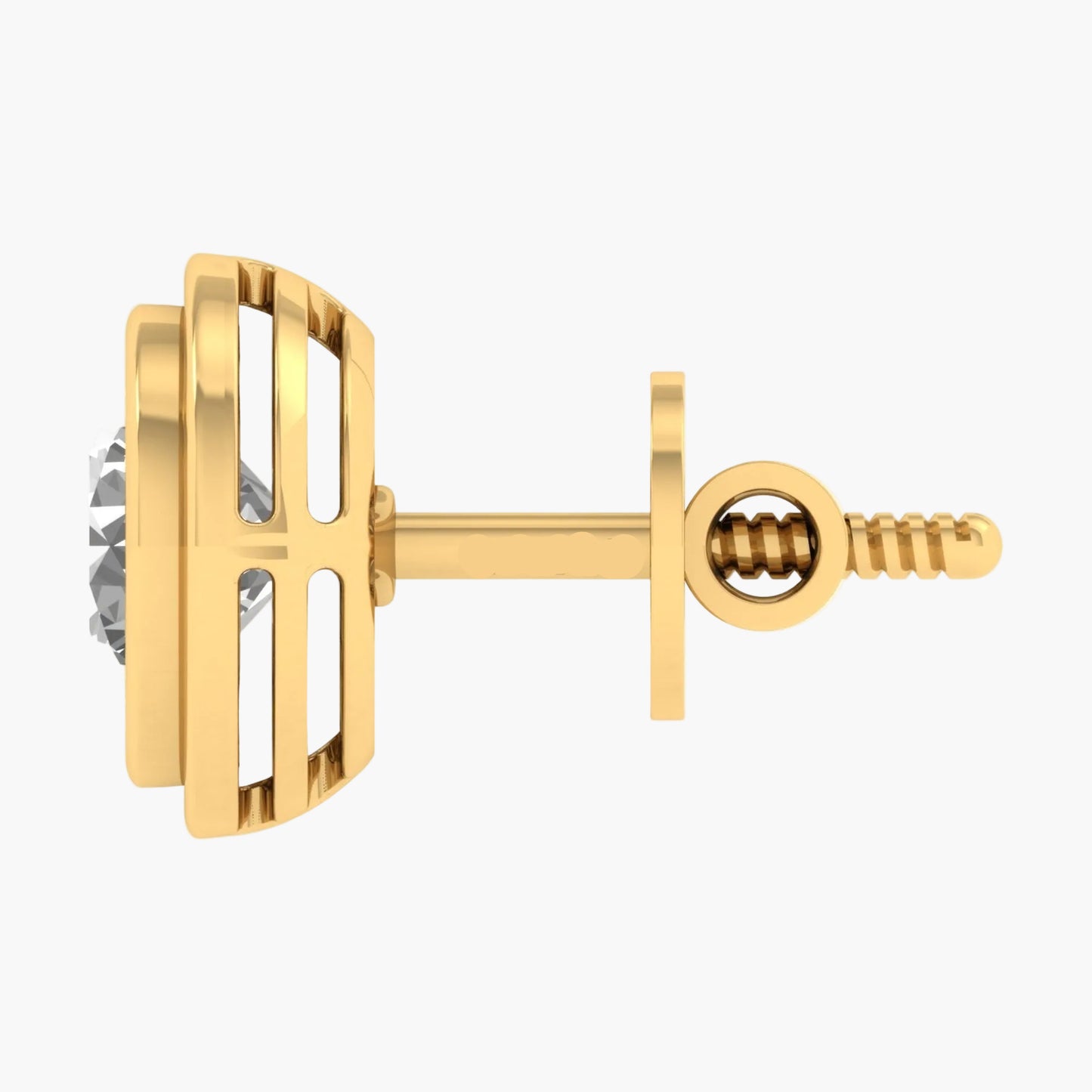 Gold earring with a clear gemstone on a white background, featuring 'Green Lab' branding.